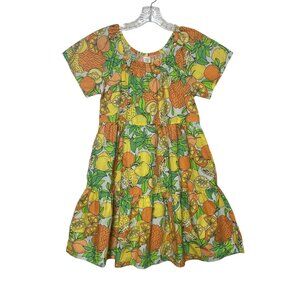 Peyton & Parker Dress Girls Large Tiered Citrus Print Cotton Short Sleeve Summer